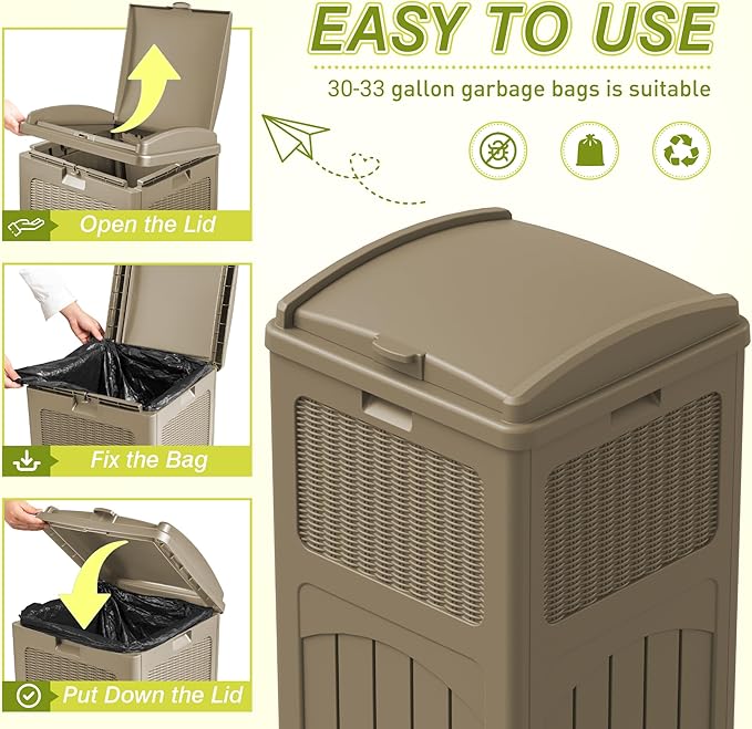 Greesum 33 Gallon Outdoor Trash Can - Image 2