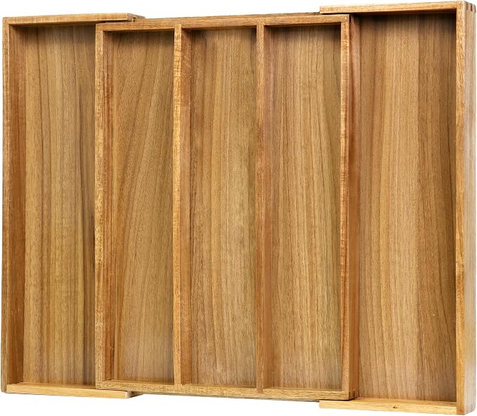 VaeFae Acacia Kitchen Silverware Organizer, Cutlery Drawer Organizer - Image 2