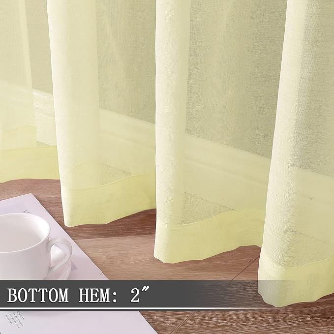 Tollpiz Short Sheer Curtain Living Room Linen Textured Curtains Sheer Light - Image 4