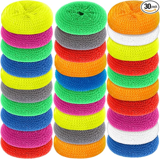 Blulu Plastic Dish Scrubbers for Dishes Pot Round Nylon Pad, Mesh Scouring Non by Blulu