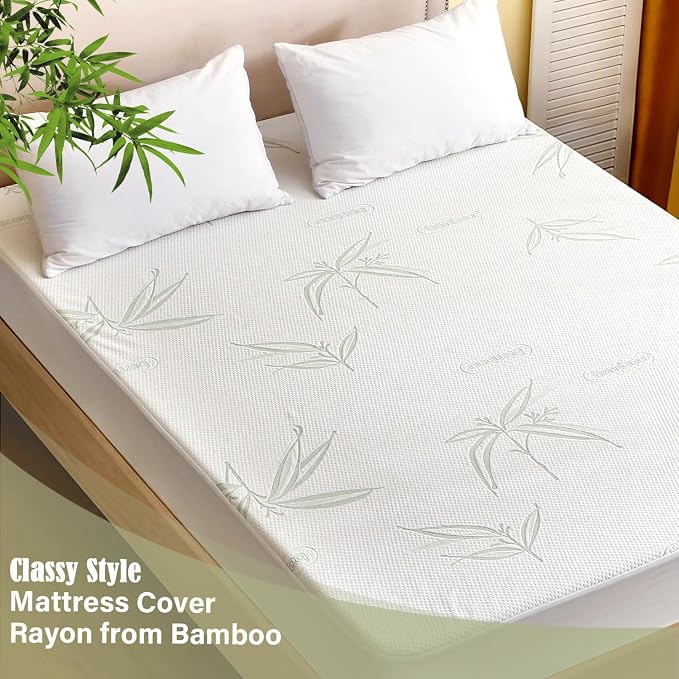 California King Mattress Protector Waterproof Mattress Pad Washable Bamboo - Image 5
