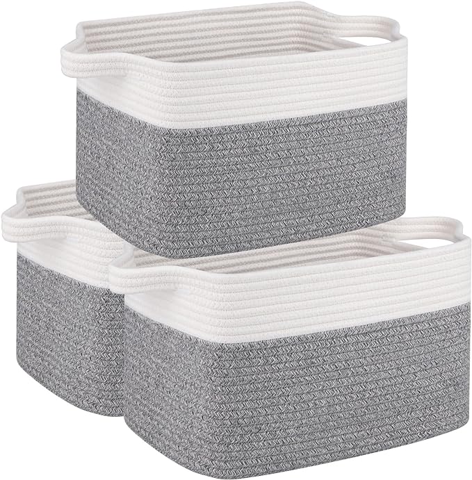OIAHOMY 3 Pack Storage Basket for Organizing, Woven Basket Basket by MasterofSpaceOptimization