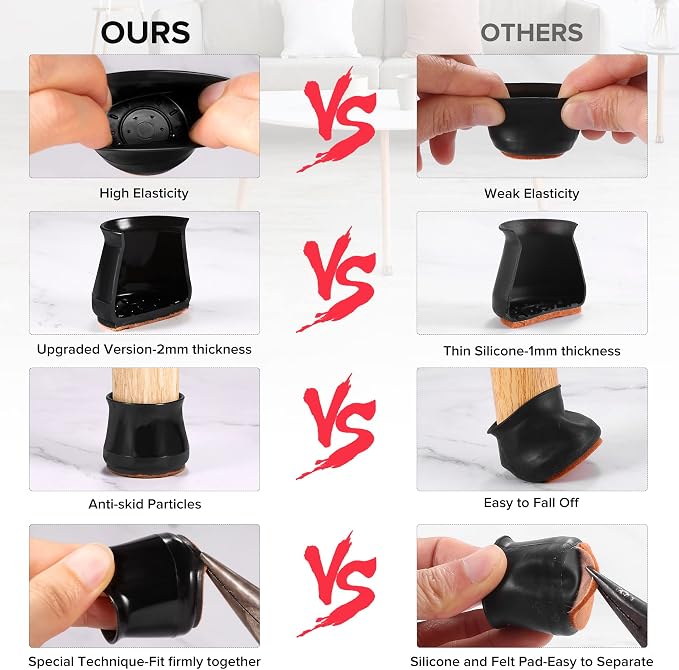 24PCS Upgraded Silicone Chair Leg Floor Protectors - Image 3