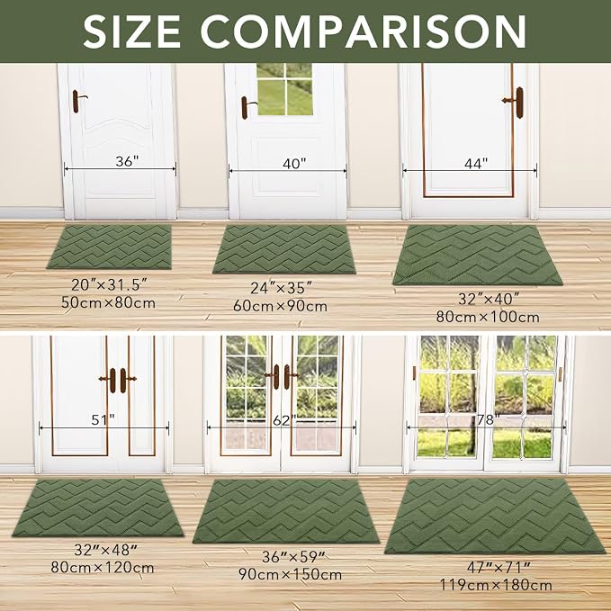 hicorfe Indoor Door Mat, Non Slip Door Mats, Absorbent Resist Dirt Entrance - Image 5