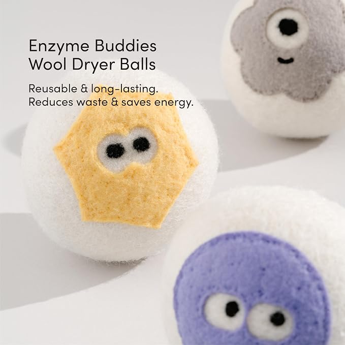 Dirty Labs | 100% New Zealand Wool Enzyme Buddies Dryer Balls | 3 Balls | - Image 2