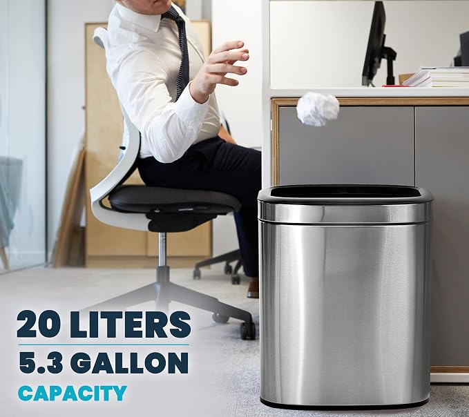 Alpine Stainless Steel Open Top Trash Can 5 Gallon - 20L Garbage Can - Image 6