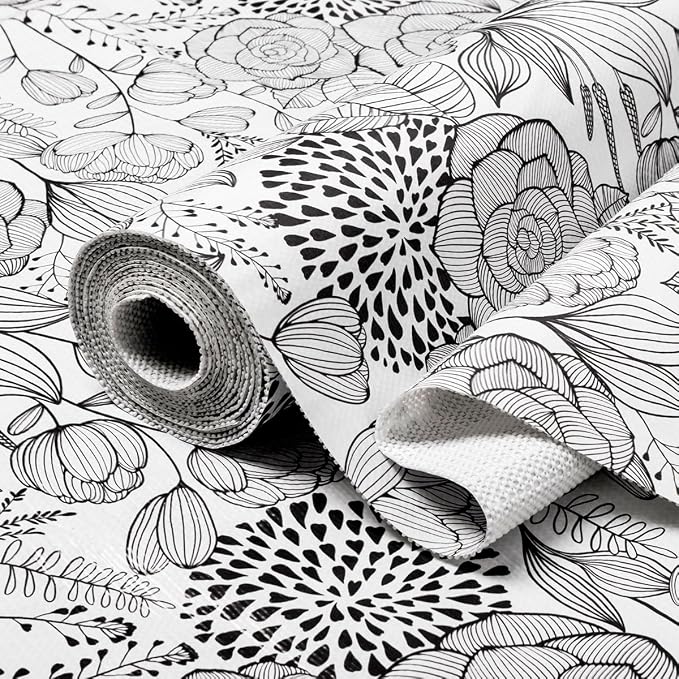 Floral Drawer and Shelf Liner for Kitchen 16IN x 10FT, Non-Adhesive and Strong by Amiitay