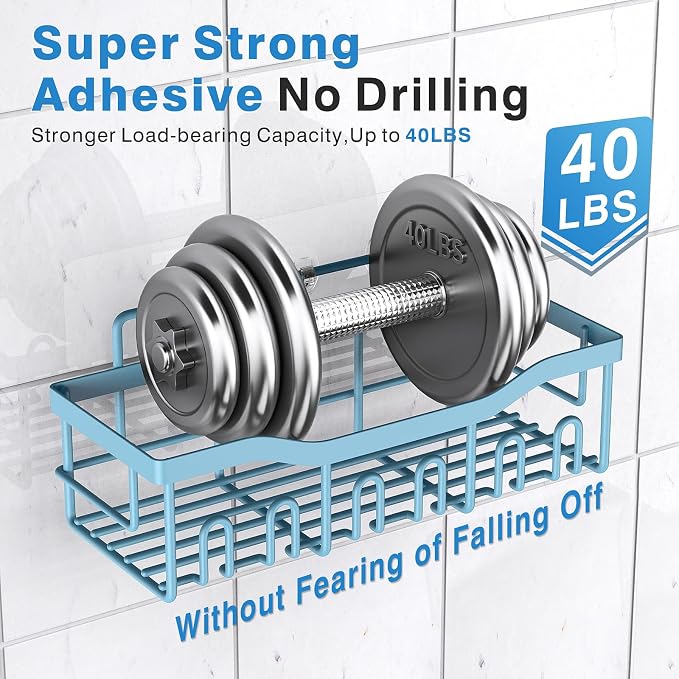 EUDELE 5-Pack Rustproof Stainless Steel Shower Caddy – No Drill Adhesive - Image 4