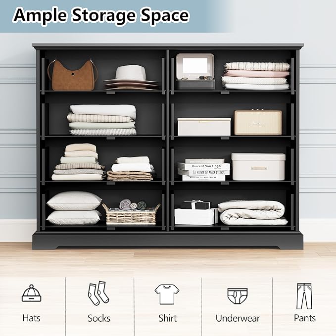 8 Drawer Dresser for Bedroom, Rustic Farmhouse Dresser - Image 4