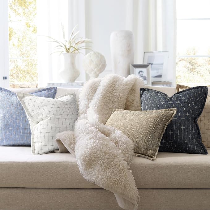 ZWJD Pillow Covers 24x24 Set of 2 Soft Polyester Textured Pillow Covers - Image 6