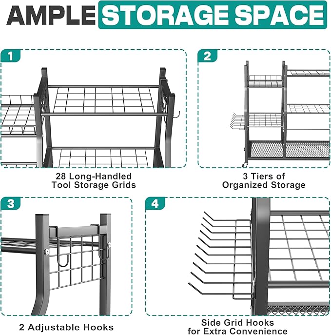 EVERHANGER Garden Tool Organizer Stand, Garage Tool Storage Organization - Image 3