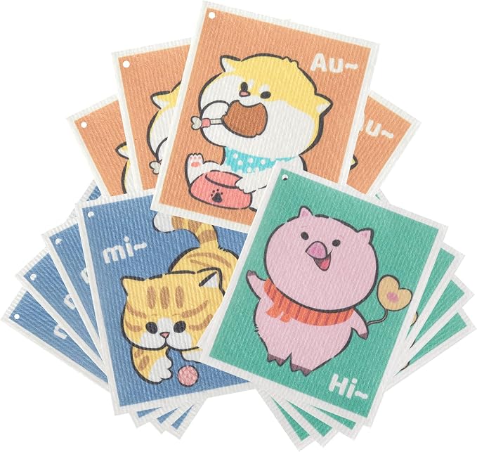 JOYMOOP Cartoon Cellulose Cleaning Cloth, Reusable Absorbent Dish Towels by JOYMOOP