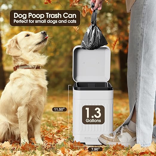 CEROELDA Small Trash Can with Lid-5L/1.3 Gal, Stainless Steel Outdoor Dog Poop - Image 3