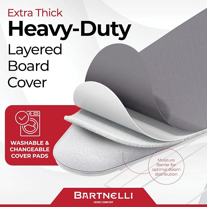 Bartnelli Extra Wide Pro Ironing Board 19x48 Ironing Surface - Image 3