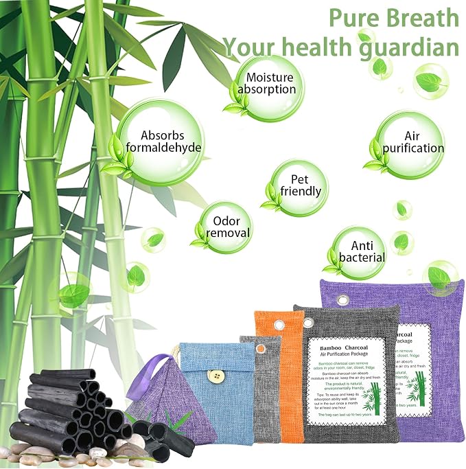 Bamboo Charcoal Bags Odor Absorber 12 Pack×100g Bamboo Charcoal Air Purifying - Image 4
