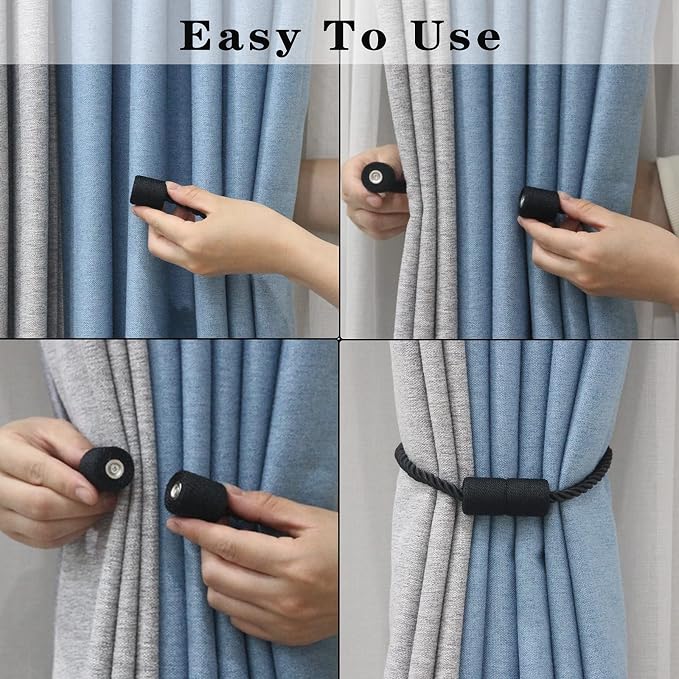 4 Pack Strong Magnetic Curtain Tiebacks Outdoor Elegant Decorative Tie Backs - Image 4
