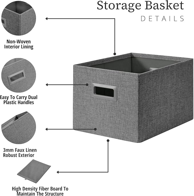 DECOMOMO Storage Bins for Shelves Robust Fabric Closet Bins for Shelves Toy - Image 6