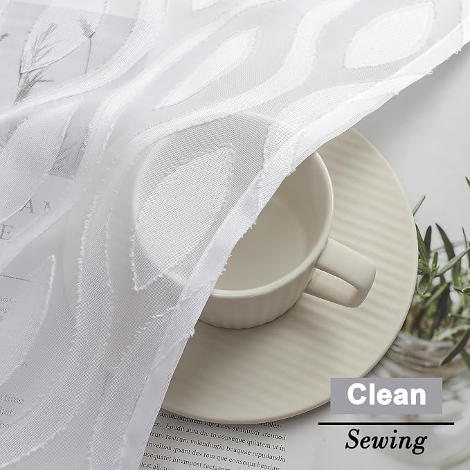 Aiyufeng White Sheer Curtains Tiers 36 Inch Length 2 Panels Set, Airy - Image 5