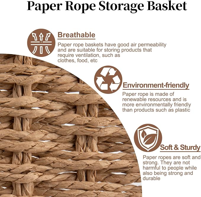 OIAHOMY Wicker Basket, Paper Shelf Basket - Image 3