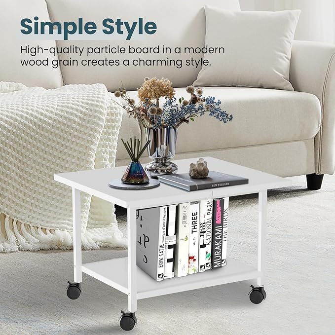 Printer Stand with Storage Under Desk Shelf, Desktop Printer Stand Organizer - Image 6