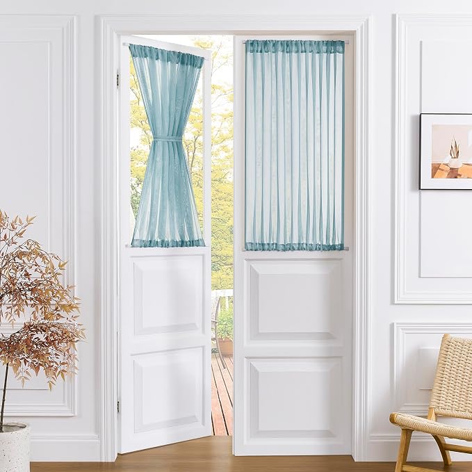 Tollpiz Sheer Door Curtains Closet Linen Textured Curtain Sheers Doorway Light by Tollpiz