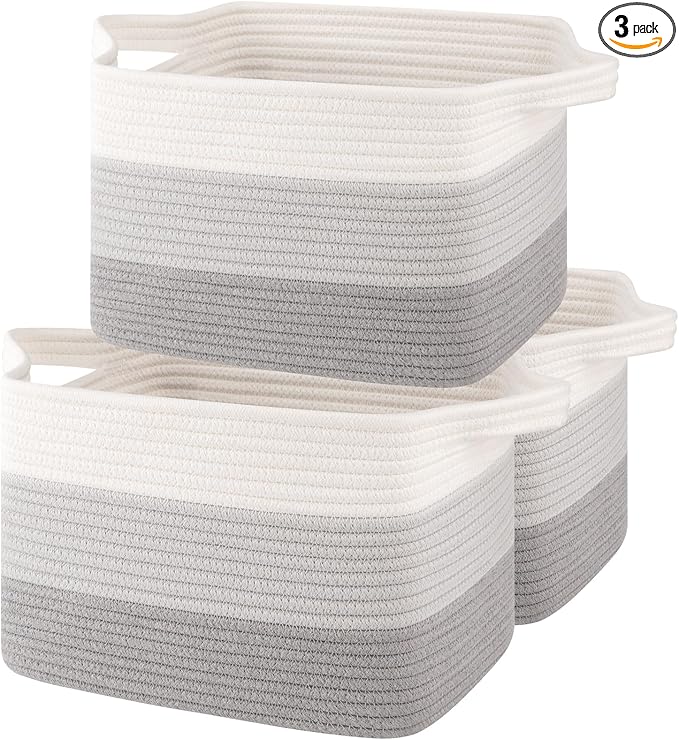 Storage Baskets for Organizing, Woven Baskets for Shelves, Rectangle Decorative by OIASKET