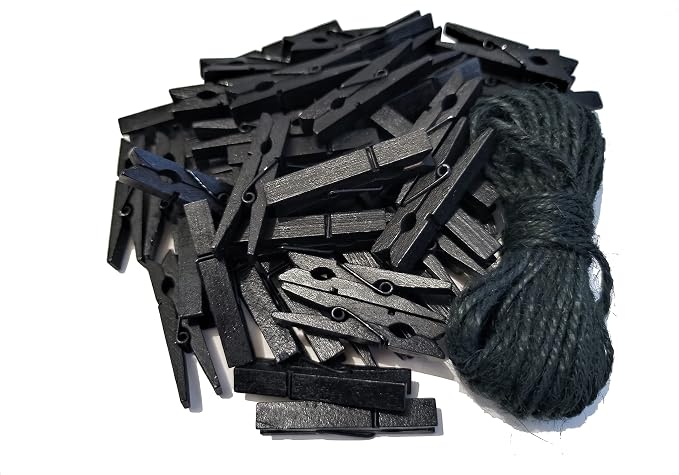 1.9 Inch Black Wooden Clothespins by Unknown
