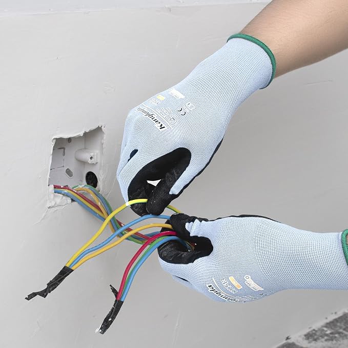 6-Paris Medium Work Gloves for Men and Women, Nitrile Coated Safety Protective - Image 3