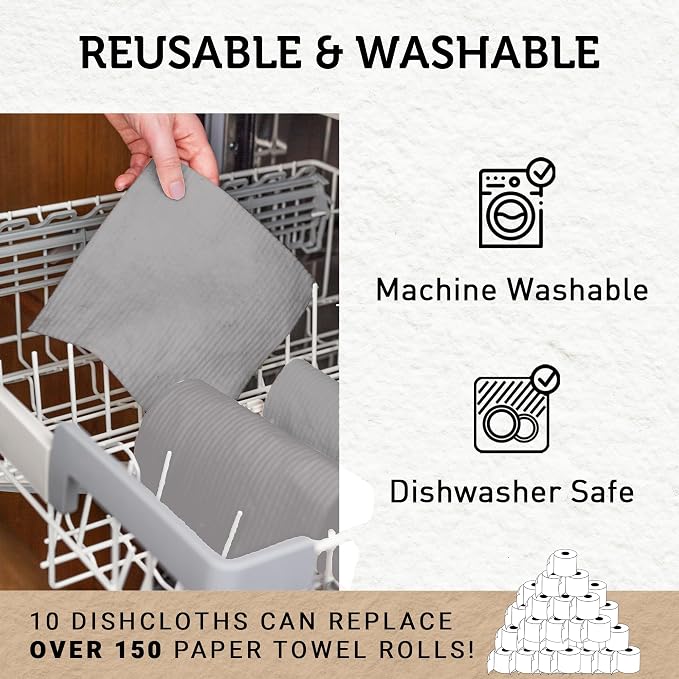 Nordhus Design Swedish Dishcloths, Washable Cellulose Cotton Kitchen Cloths - Image 2