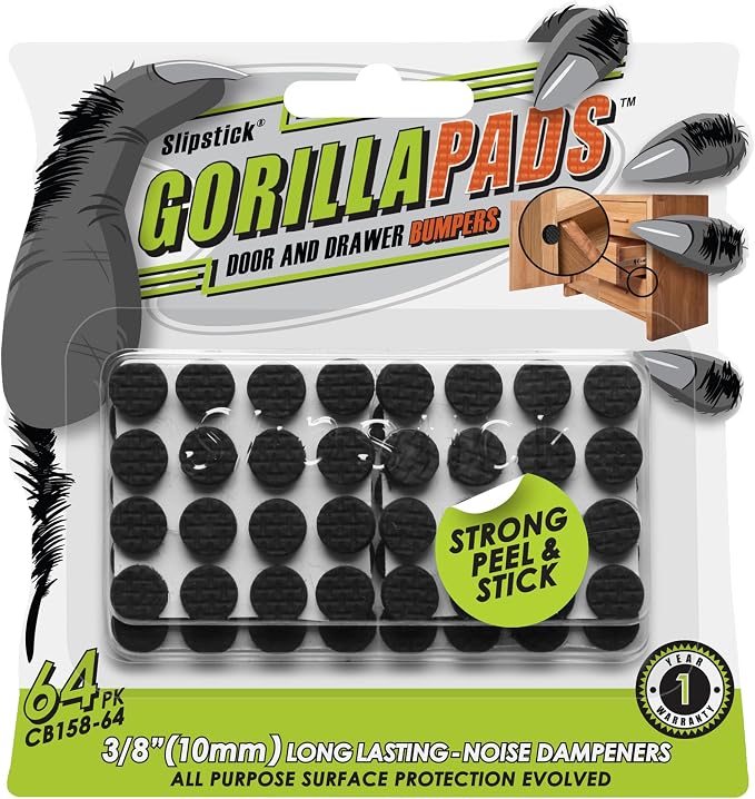 Slipstick GorillaBumperPads Premium Cabinet Door Bumpers 3/8” Round Non Slip by Slipstick