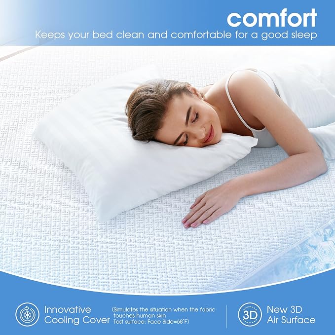 Cooling Waterproof Mattress Protector California King Size, Mattress Cover 3D - Image 3