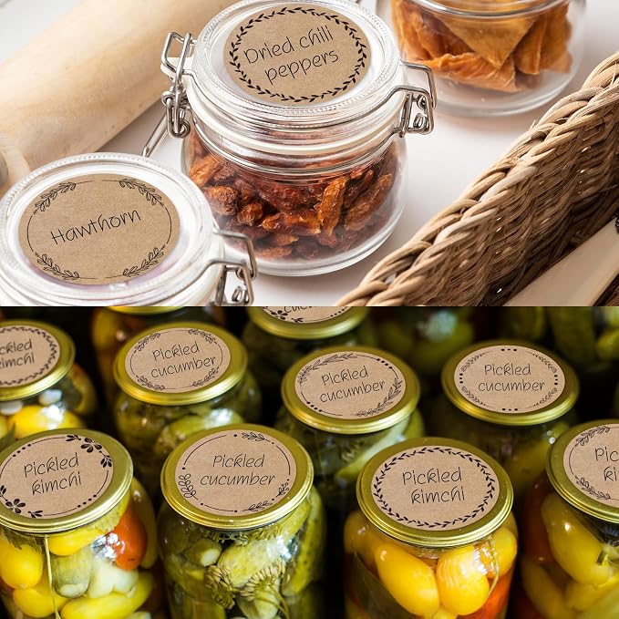 2" Brown Label Stickers for Jars and Lids, Kraft Sticker Labels for Pantry - Image 3