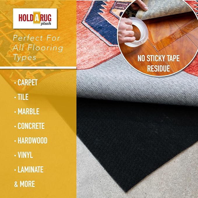 Hold-a-Rug Plush 10' Round Nonskid, Nonslip Rug Pad, Reversible Gripper - Image 3