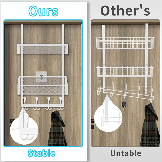 Over The Door Hooks Organizer, Coat Rack Over The Door Storage Hanger Towel Rack - Image 2