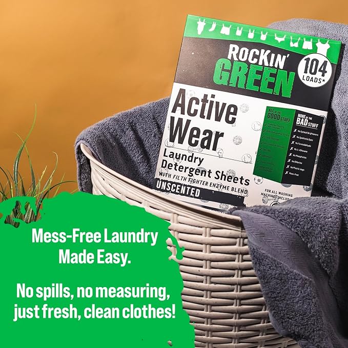 Rockin' Green Active Wear Travel Laundry Detergent Sheets Unscented - Image 3