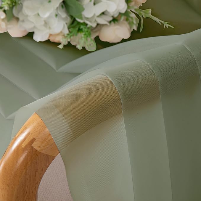 Chyhomenyc Sage Green Sheer Curtains 30 inch Length 2 Panels, Light Filtering - Image 4