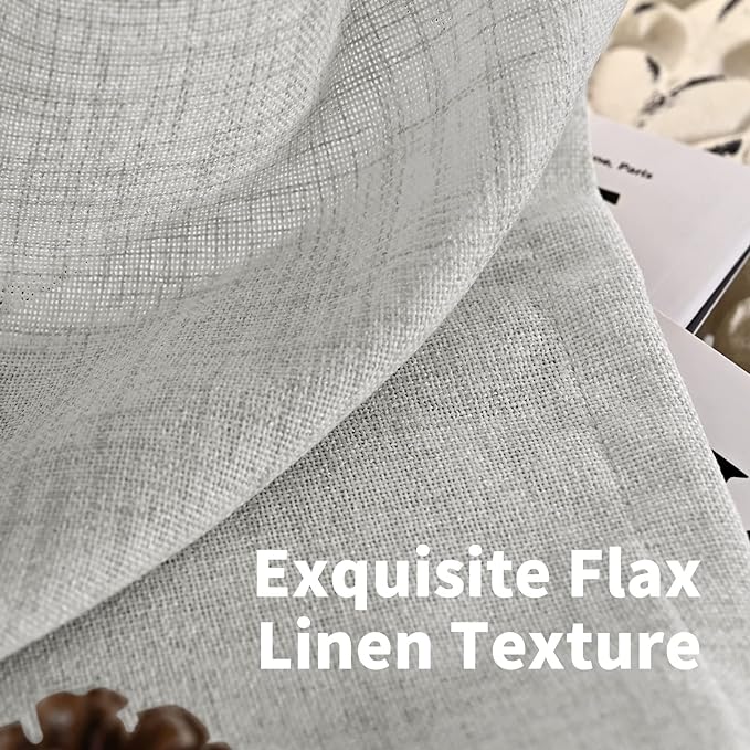 YoungsTex Light Grey Linen Curtains 40 Inches Long - Image 4