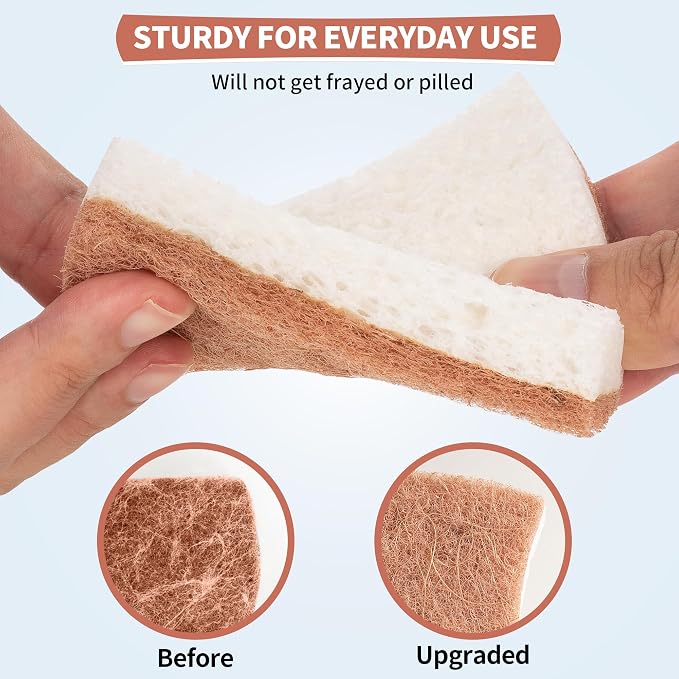 HOMERHYME Natural Dish Sponge 12 Pack, Non-Scratch Scrub Kitchen Sponge - Image 4