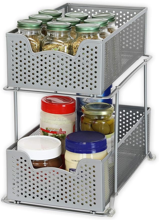SIMPLE HOUSEWARE 2 Tier Sliding Cabinet Basket Organizer Drawer - Image 4