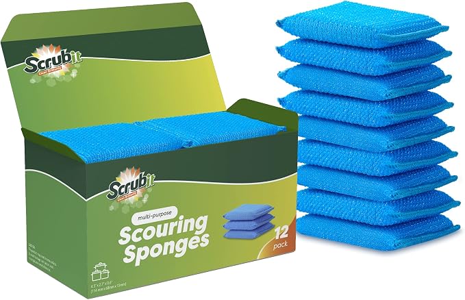 SCRUBIT Multi-Purpose Dish Scrub Sponge, Non Scratch Scouring Pads, Cleaning by SCRUBIT