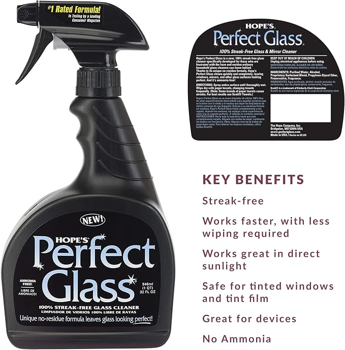 HOPE'S Perfect Glass Cleaner, Streak-Free, Ammonia-Free Window, and Shower Door - Image 2