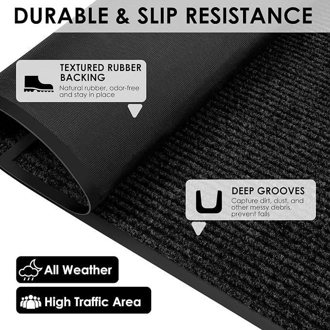 2′ x 10′ Front Door Mat Indoor Outdoor Entrance, Commercial Floor Mat Heavy - Image 7