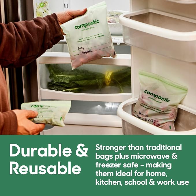 Compostic Home Compostable Resealable Gallon Bags, Microwave & Freezer Safe - Image 3