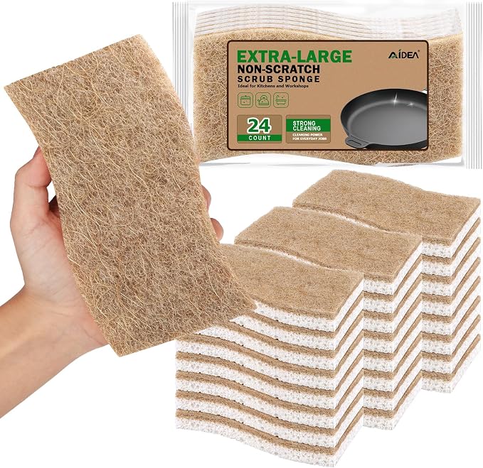 AIDEA XL Scrub Sponges Non-Scratch, Large Natural Sponge by AIDEAHOME