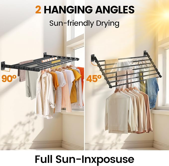 Wall Mounted Clothes Drying Rack 57 Inch – Foldable Laundry Drying Rack - Image 6