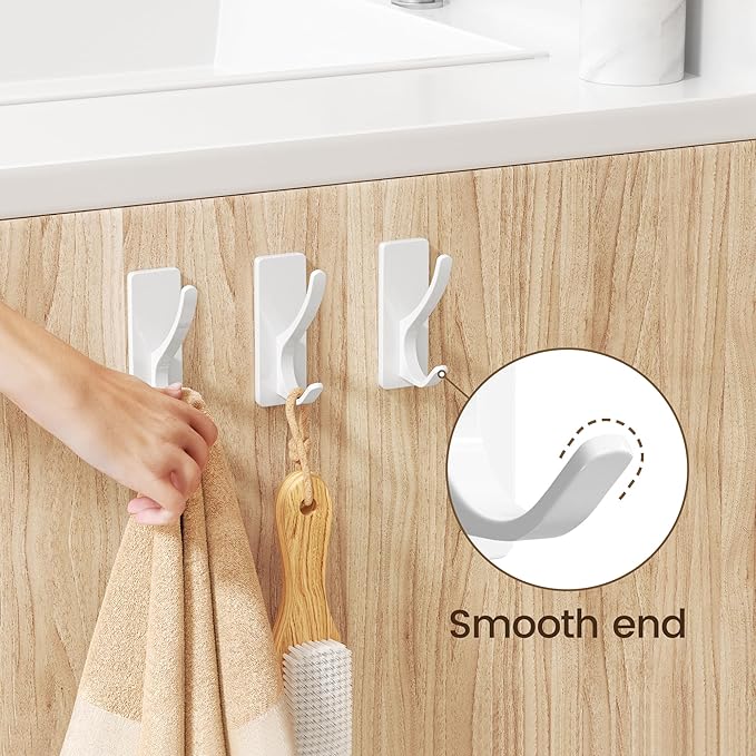 Self Adhesive Coat Hooks for Hanging, Heavy Duty Stainless Double Wall Hook for - Image 4