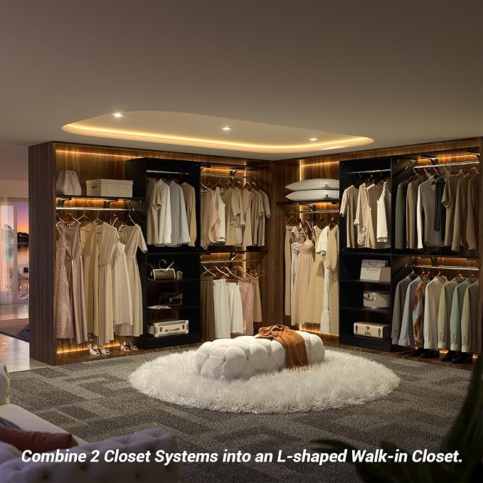 8FT Closet System with Shelves, Wall Mount Bedroom Wardrobe Walk-in Closet - Image 4