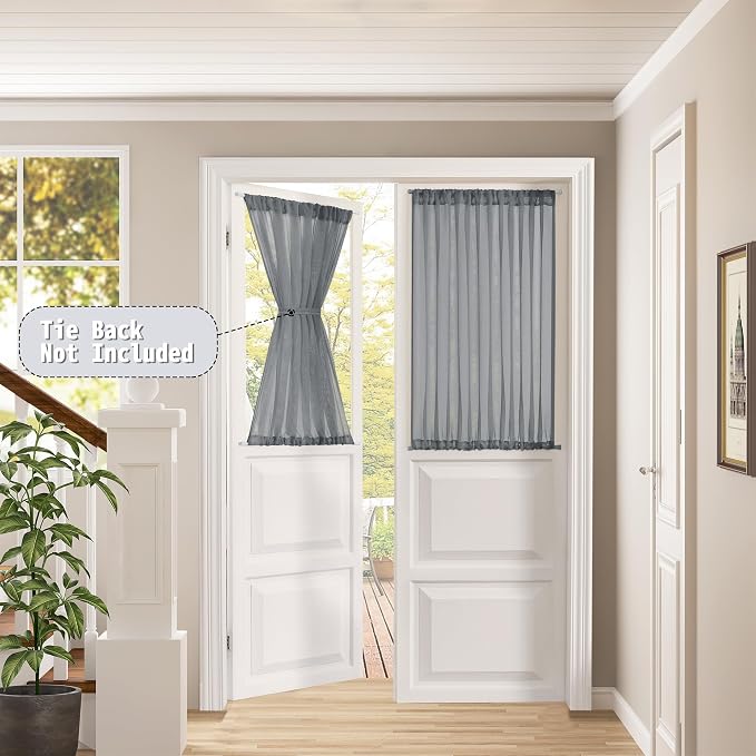 Tollpiz Small Sheer Door Curtain Closet Linen Textured Curtain Sheers Doorway - Image 2