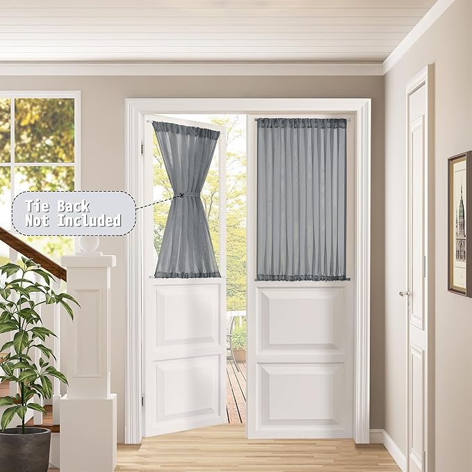 Tollpiz Short Sheer Linen Textured Curtain Sheers Doorway Light Filtering Voile - Image 2