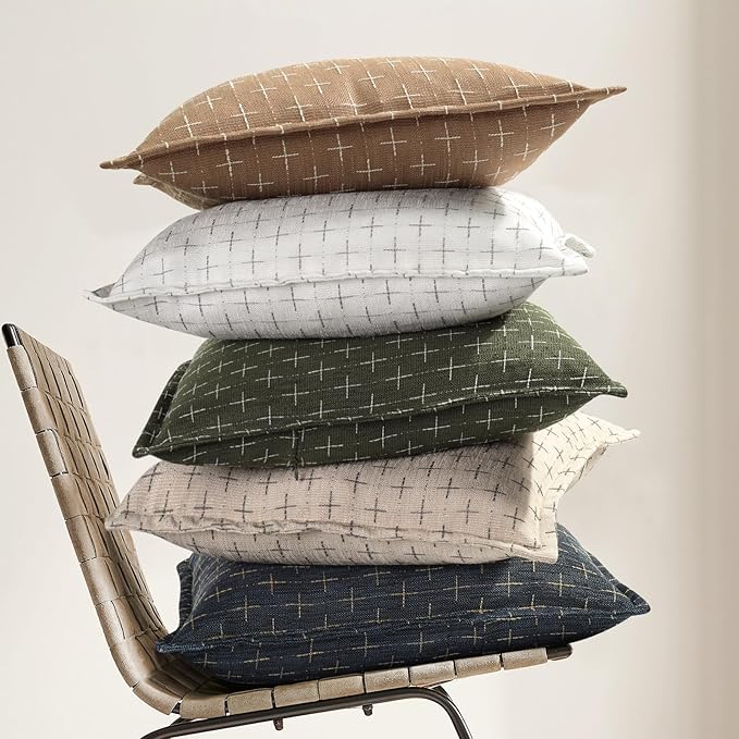 ZWJD Throw Pillow Pillow Covers 22x22 Set of 2 Soft Polyester Textured Pillow - Image 6